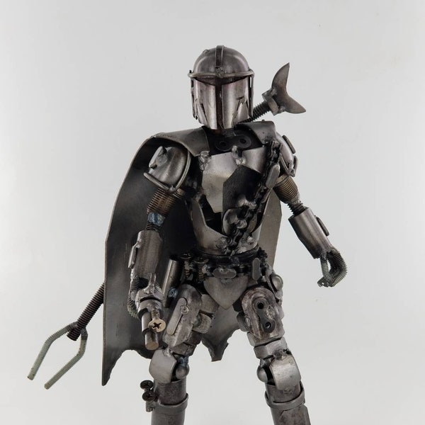 Mandolorian Inspired Handmade Recycled Metal Art Statue,Scrap Sculpture, Inspired.Made from Nuts,Bolts,Bits and Pieces