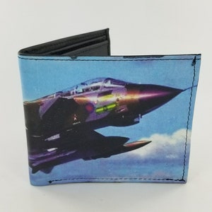 Jet Fighter geïnspireerd, echte handgemaakte lederen militaire ontwerp bifold portemonnee, kerstmis, geschenken voor hem . Volledig laserprinted