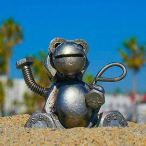 Handmade Recycled Little Monkey Metal Art Statue,Unique Gifts.Made from Nuts,Bolts,Bits and Pieces
