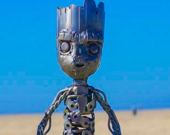 Groot from Guardians of the Galaxy Cartoon Inspired,Handmade Turning Head Recycled Metal Art Statue.Made from Nuts,Bolts,Bits and Pieces