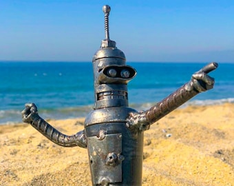 Recycled Bender Futurama Cartoon Inspired Handmade Metal Art Statue.Made from Nuts,Bolts,Bits and Pieces