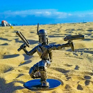 Boba Fett Inspired Recycled Metal Statue,Scrap Steel Sculpture.Made from Nuts,Bolts,Bits and Pieces,Unique Gifts