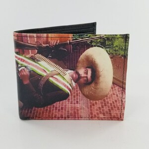 Auténtica cartera bifold de cuero Zapata hecha a mano, diseño de fotografía.accesorios para hombres.Totalmente impreso con láser
