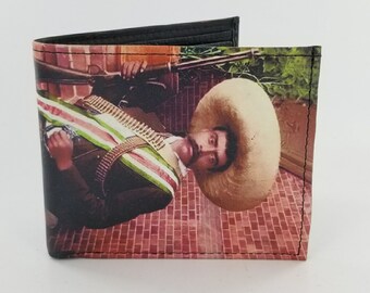 Genuine Handcrafted Zapata Leather Bifold Wallet,Photograph Design.Mens Accessories.Fully Laserprinted