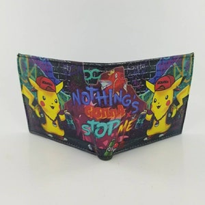 Echt lederen handgemaakte cartoon geïnspireerd bifold Wallet.Handstitched Portemonnee, Unisex Gifts.Fully Laseprinted.