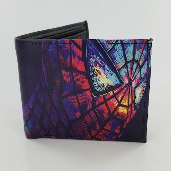Superhero Leather Bifold Wallet,Genuine Handmade,Comic Book Design.Fully Laserprinted