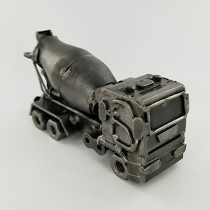 Cement Truck Construction Vehicle Inspired Handmade Recycled Metal Art Statue.Individually Made from Nuts,Bolts,Bits and Pieces.