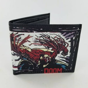 Custom Superhero Leather Bifold Wallet,Genuine Handmade,Comic Book Design.Fully Laserprinted