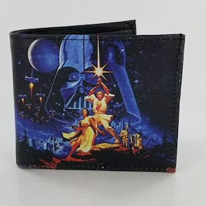 Sci Fi Leder Bifold Wallet, echtes Leder handgefertigt Film inspiriert, einzigartige Geschenke, komplett Laserprinted