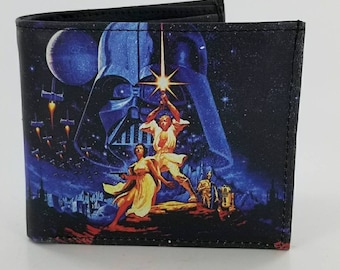 Sci Fi Leather Bifold Wallet,Genuine Leather Handcrafted Movie Inspired,Unique Gifts,Fully Laserprinted