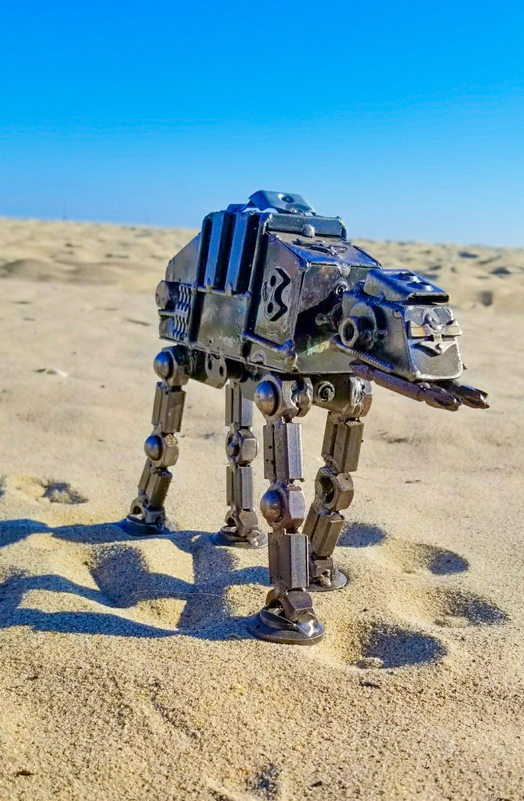 Handmade Recycled Metal Art Statue,Handpainted Scrap Sculpture,Movie Inspired.Made from Nuts,Bolts,Bits and Pieces