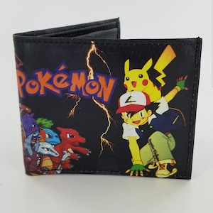 Cartera plegable hecha a mano de cuero genuino inspirada en dibujos animados. Cartera cosida a mano, regalos para él. Totalmente impresa con láser.