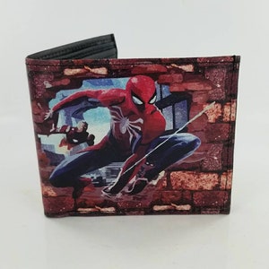Superheld lederen tweevoudige portemonnee, echte handgemaakte, comic book design.fully laserprinted