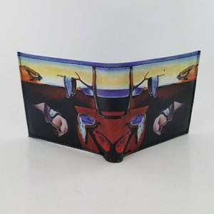 Echte handgemachte Salvador Dali Leder Bifold EDC Malerei Design Portemonnaie,Einzigartige Geschenke,Geburtstagsgeschenke.Voll laserprinted