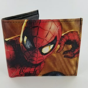Superheld geïnspireerd leer bifold Wallet.Custom Made Money Holder, kerstcadeaus, volledig laserprinted