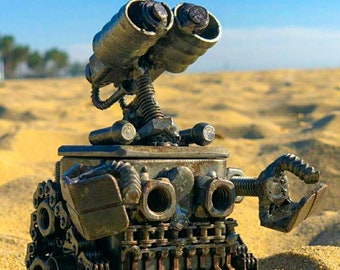 Wall-E Inspired Recycled Metal Statue,Flip Top,Cartoon Inspired.Hand Made & Hand Welded from Nuts,Bolts,Chains,Sheet Metal,Bits and Pieces