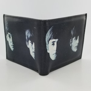 Genuine Handcrafted BEATLES Inspired Leather Bifold Wallet.Leather Accessories.Fully Laserprinted Photo Design
