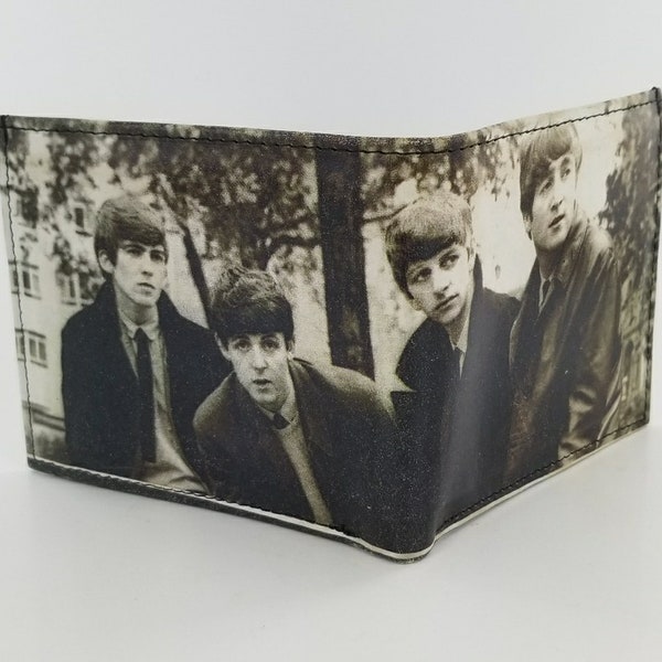 Genuine Handcrafted BEATLES Inspired Leather Bifold Wallet.Leather Accessories.Fully Laserprinted Photo Design