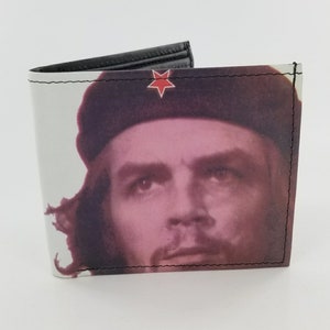 Echte handgemaakte Che Guevara bifold lederen wallet.fully laserprinted
