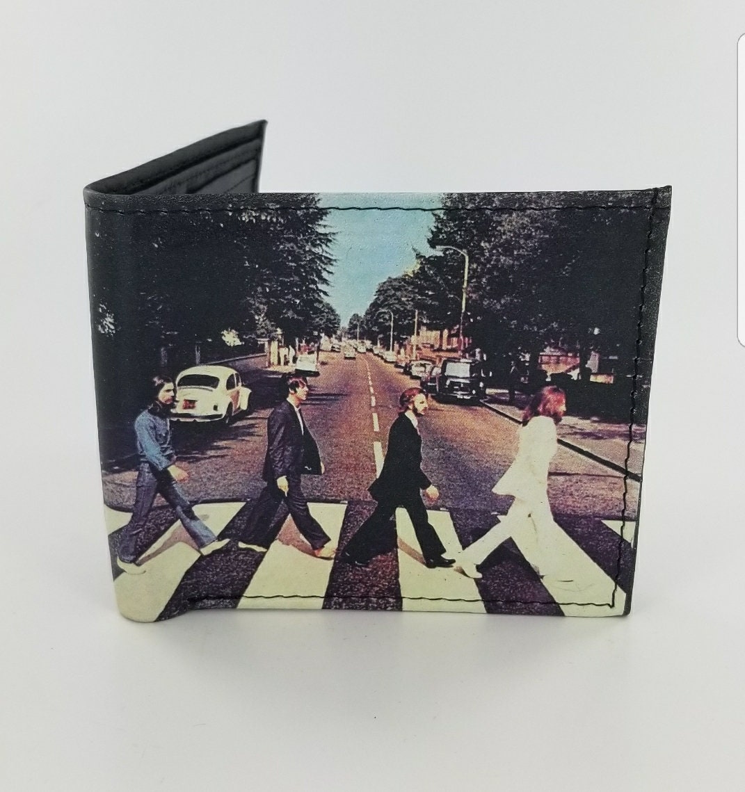 Genuine Handcrafted Leather Wallet Beatles Abbey Road Inspired,Album Cover Design.Fully Laserprinted