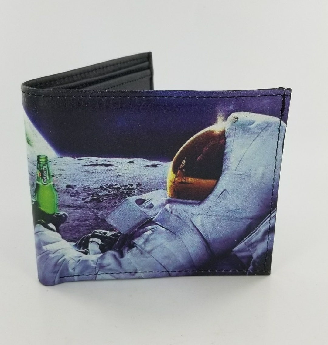 Genuine Handcrafted Bifold Leather Wallet,chillin Spaceman Design ...