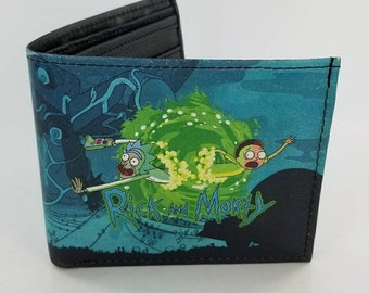 Cartoon inspirado en dibujos animados de la cartera de cuero doble, Blue Planet Design.Fully Laserprinted