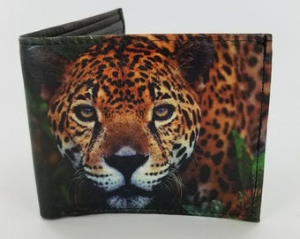 Genuine Handcrafted Leather Leopard Animal Lover Wallet .Fully Laserprinted