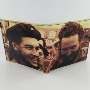 Echte handgemaakte Che Guevara Dual Historic Picture Design Leather Bifold Wallet.Fully Laserprinted