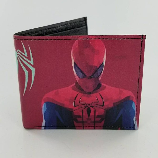 Superhero Leather Bifold Wallet,Genuine Handmade,Comic Book Design.Fully Laserprinted