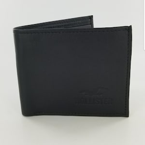 EchtLeder Portemonnaie,Handgemachte Bifold Geldbörse in Schwarz,Einzigartige Geschenke.