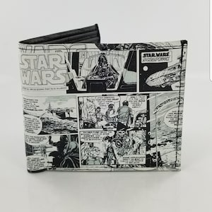 Sci Fi Leather Wallet,Genuine Handcrafted Comic Book Inspired Bifold Wallet,Black & White.Fully Laserprinted,Christmas Gifts.