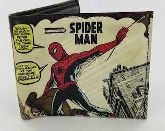 Superhero Inspired Genuine Handcrafted Leather Bifold Wallet,Comic Book Design.Fully Laserprinted