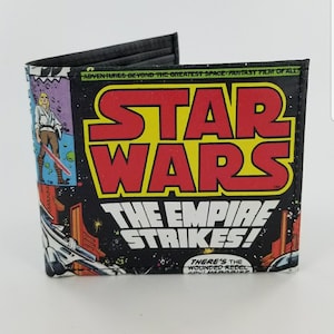 STAR WARS Leather Bifold Wallet,Genuine Leather Handcrafted Empire Strikes Back Movie & Comic Book Inspired.Fully Laserprinted