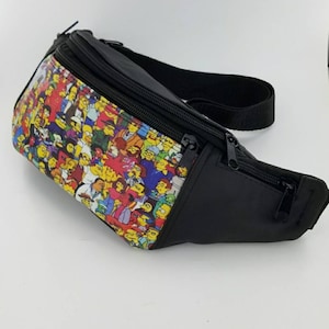 Genuine Leather Cartoon Inspired Handmade Fanny Pack, Crossbody Slingbag,Fully Lined Interior,Size Adjustable with 5 Zippered Pockets.