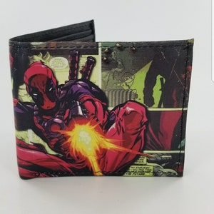 Handmade Superhero Leather Bifold Wallet, Movie and Comic Book Inspired,Christmas Gifts.Fully Laseprinted.