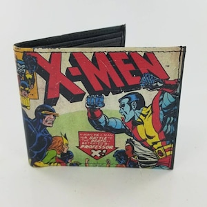 Superhero Leather Bifold Handmade Wallet,Comic Book Characters,Unique Gifts,Fully Laseprinted