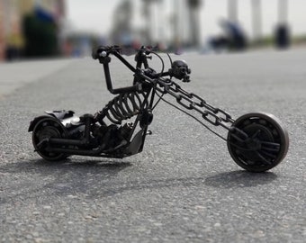 Recycled CUSTOM CHOPPER Metal Art Statue,Handmade Scrap Steel Sculpture.Made from Nuts,Bolts,Bits and Pieces