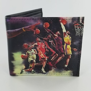Basketball Legends Leder Brieftasche, echte handgefertigte Bifold Basketball League Brieftasche.Gifts für ihn, Leder-Accessoires.Komplett Laserprinted