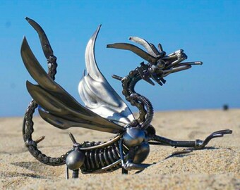 Recycled Dragon,Game of Thrones Inspired Metal Art Statue,Handmade Scrap Sculpture.Christmas Gifts,Made from Nuts,Bolts,Bits and Pieces