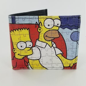 Handgefertigte Bifold Leder Cartoon Inspirierte Brieftasche Couch Intro Design.Komplett Laserbedruckt