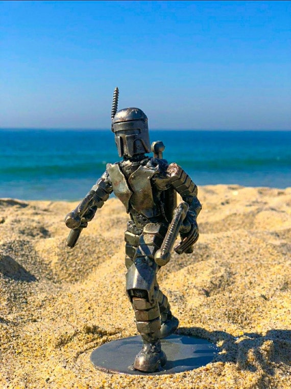Boba Fett Inspired Recycled Metal Statue,Scrap Steel Sculpture.Made from Nuts,Bolts,Bits and Pieces,Unique Gifts