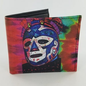Mexican Wrestler Inspired Genuine Leather Handmade Bifold Wallet.Handstitched Wallet,Gifts for Him,Christmas Gifts,Fully Laseprinted.