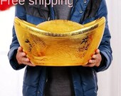 Chinese Feng Shui Gold Ingot Lucky Money Home Office Decoration Sculpture Craft Living Room TV Cabinet Fortune Ornament Housewarming Gift