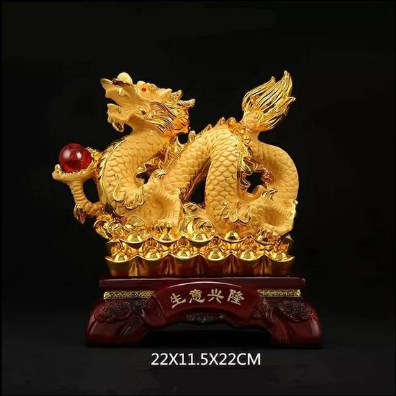 Details about   Resin Lucky gold dragon decoration feng shui decorative craft gift 