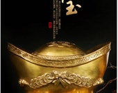Chinese Feng Shui Pure Copper Gold Lucky Money Home Office Decor Craft Living Room TV Cabinet Fortune Ornament Housewarming Gift