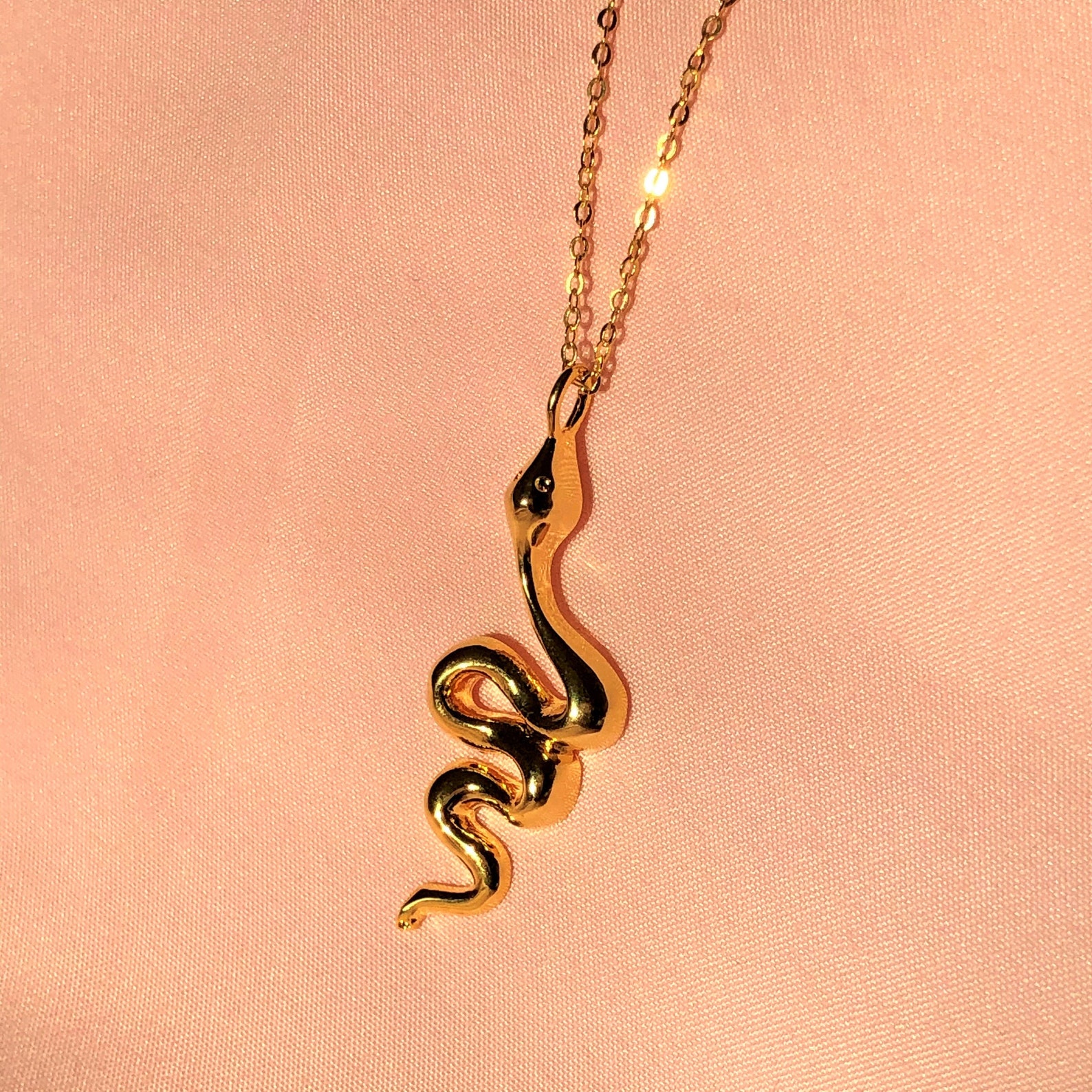 Venomous Gold Plated Snake Pendant Necklace Etsy