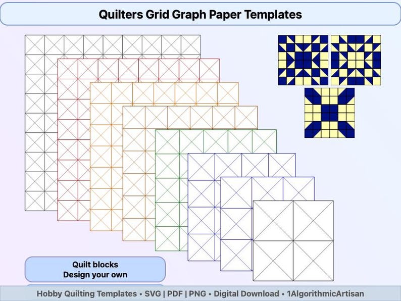 Quilter's Graph Paper Templates • PDF | PNG | SVG • Printable Quilt ...