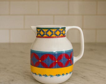 Vista Alegre Samba Pitcher: Vintage Floral Ceramic Jug, Portugal