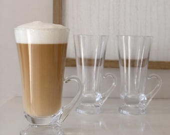 Vintage Aderia Irish Coffee Mugs | Frosted Petal Foot, Set of 3