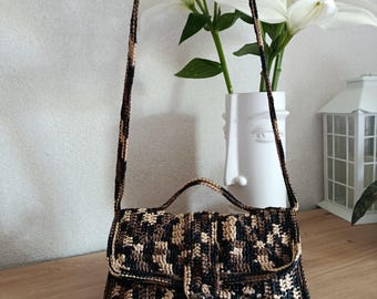 Mini Multicolor Crochet Crossbody Bag | Handmade Polyester Yarn Purse with Metal Snap